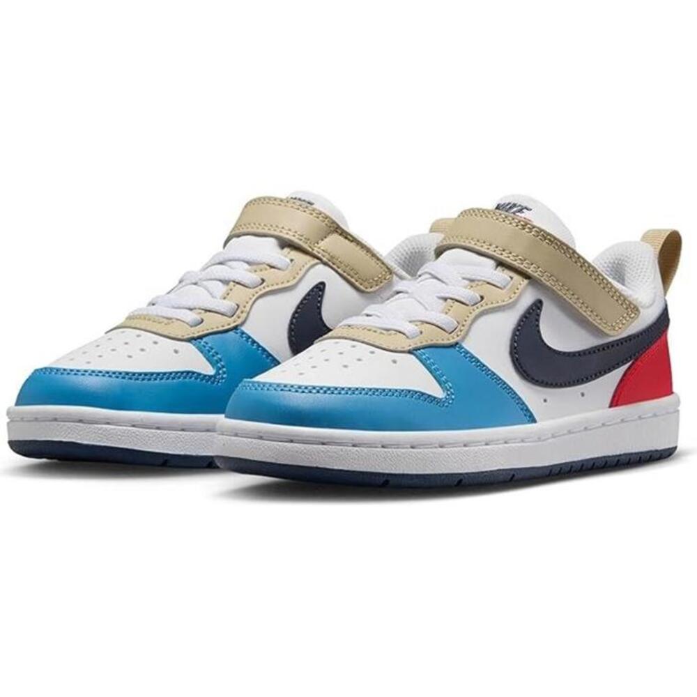 Nike Big Kid 2.5Y Court Borough Low Recraft White/Thunder Blue-LT Crimson DV5457